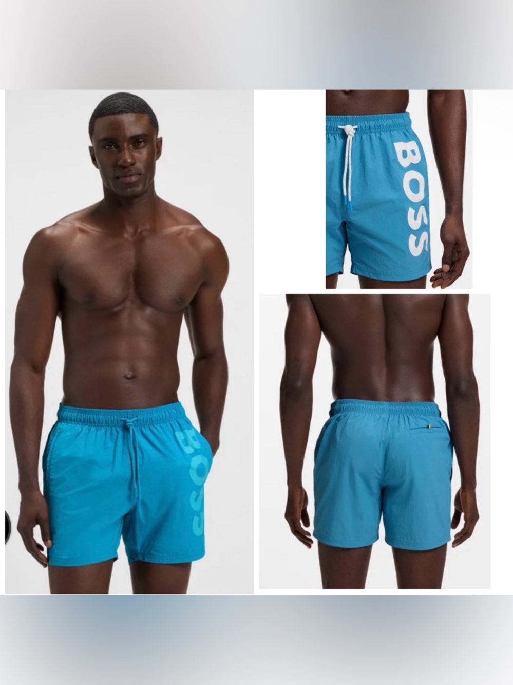 BOSS QUICK-DRY SWIM SHORTS WITH VERTICAL LOGO PRINT LARGE